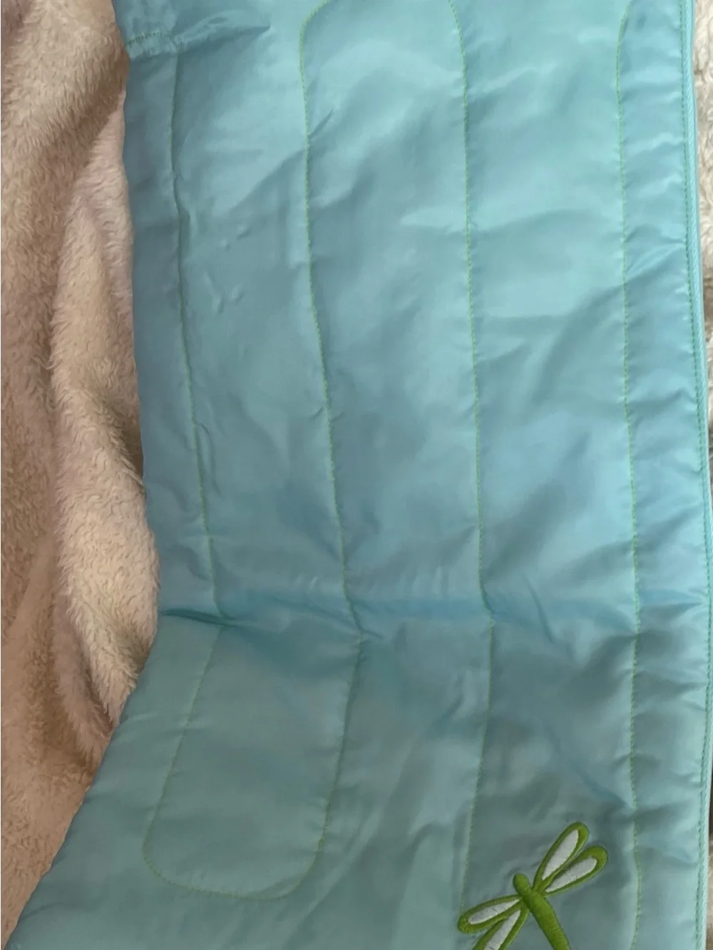 American Girl Light Blue and Cream Doll Blanket/Sleeping Bag with Zipper